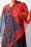 Buy_Kiran Uttam Ghosh_Blue Organza Batik Motifs V-neck Print Cape _Online_at_Aza_Fashions