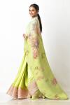 Shop_Kiran Uttam Ghosh_Green Pleated Polyester Mix Printed Saree With Unstitched Blouse Piece  _at_Aza_Fashions
