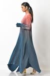 Buy_Kiran Uttam Ghosh_Blue Pleated Polyester Mix Round Gown  _Online_at_Aza_Fashions