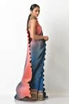 Shop_Kiran Uttam Ghosh_Blue Pleated Polyester Mix Shaded Saree With Unstitched Blouse Piece  _at_Aza_Fashions