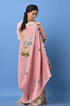 Buy_Kiran Uttam Ghosh_Pink Pleated Polyester Mix Lily Flower Print Round Draped Dress _Online_at_Aza_Fashions