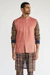 Buy_Kunal Anil Tanna_Blue Cotton Bundi And Kurta Set  _at_Aza_Fashions