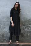 I Am Design_Black Sequin Round Neck Embroidered Kurta With Pant And Woven Dupatta _Online_at_Aza_Fashions