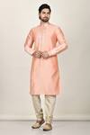 Buy_Khwaab by Sanjana Lakhani_Peach Dupion Silk Pintuck Kurta And Pant Set_at_Aza_Fashions