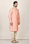 Khwaab by Sanjana Lakhani_Peach Dupion Silk Pintuck Kurta And Pant Set_Online_at_Aza_Fashions