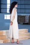 Shop Kharakapas Ivory Cotton Silk Gold Foil Print U Neck Anouk Drop-waist Dress at Aza Fashions Shop_Kharakapas_Ivory Cotton Silk Gold Foil Print U Neck Anouk Drop-waist Dress _at_Aza_Fashions