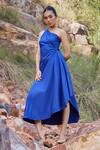 Buy Kharakapas Blue Cotton Poplin One Shoulder Where Tangents Meet Dress Online at Aza Fashions Buy_Kharakapas_Blue Cotton Poplin One Shoulder Where Tangents Meet Dress _Online_at_Aza_Fashions