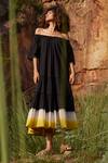Buy_Kharakapas_Black 100% Cotton Tie Dye Round Dusty Ink Tiered Dress _Online_at_Aza_Fashions
