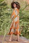 Shop_Kharakapas_Orange 100% Cotton Round Soul Of Her Existence Tiered Dress_at_Aza_Fashions