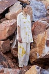 Kharakapas_White 100% Cotton Tie Dye Collared Neck Our Soul Shirt And Pant Set _Online_at_Aza_Fashions