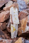 Buy_Kharakapas_White 100% Cotton Tie Dye Collared Neck Our Soul Shirt And Pant Set _Online_at_Aza_Fashions