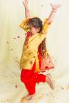 Buy_Saka Designs_Yellow Jacquard Silk Kurta Set For Girls_Online_at_Aza_Fashions