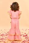 Shop_Saka Designs_Peach Poly Georgette Printed Sharara Set For Girls_at_Aza_Fashions