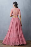 Shop_Torani_Pink Handwoven Chanderi Silk Organza Lehenga_at_Aza_Fashions