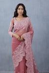 Shop_Torani_Pink Silk Organza Saree  _at_Aza_Fashions