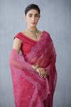 Buy_Torani_Red Silk Organza Saree  _Online_at_Aza_Fashions