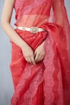 Shop_Torani_Red Silk Organza Saree  _Online_at_Aza_Fashions