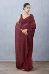 Torani_Maroon Handwoven Chanderi U Neck Silk Organza Blouse _Online_at_Aza_Fashions