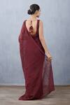 Shop_Torani_Maroon Handwoven Chanderi U Neck Silk Organza Blouse _Online_at_Aza_Fashions