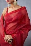 Shop_Torani_Red Silk Organza Surkh Aadira Saree_Online_at_Aza_Fashions
