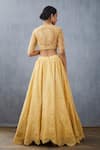 Shop_Torani_Yellow Silk Organza Embroidered Floral V Neck Sunehra Advaita Bridal Lehenga Set _at_Aza_Fashions