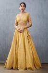 Torani_Yellow Silk Organza Sunehra Advaita Lehenga Set_Online_at_Aza_Fashions