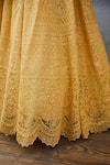 Torani_Yellow Silk Organza Embroidered Floral V Neck Sunehra Advaita Bridal Lehenga Set _at_Aza_Fashions