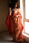Buy_Priyanka Raajiv_Red Silk Chanderi Woven Thread Saree _Online_at_Aza_Fashions