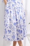 Buy_Pankaj & Nidhi_Blue Cotton Silk Floral Print Skirt_Online_at_Aza_Fashions