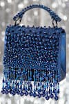 Buy_House Of Vian_Blue Beads, Pearls Embellished Satin Clutch With Sling _at_Aza_Fashions