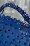 Shop_House Of Vian_Blue Beads, Pearls Embellished Satin Clutch With Sling _at_Aza_Fashions