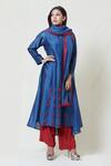 Buy_Brij_Blue Chanderi Silk Kurta Pant Set _at_Aza_Fashions