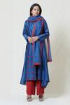 Shop_Brij_Blue Chanderi Silk Kurta Pant Set _at_Aza_Fashions