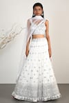 Buy_Gopi Vaid_White Blouse Silk Lehenga Silk Mirror Embellished Bridal Set _at_Aza_Fashions