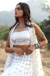 Shop_Gopi Vaid_White Organza, Cotton Silk Straight Embroidered Jacket Lehenga Set_Online_at_Aza_Fashions