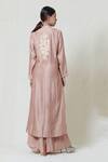 Shop_Brij_Pink Chanderi Band Collar Kurta Palazzo Set _at_Aza_Fashions