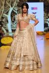 Buy_Gopi Vaid_White Tussar Embroidery V Neck Bridal Lehenga Set _at_Aza_Fashions