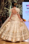 Shop_Gopi Vaid_White Tussar Embroidery V Neck Bridal Lehenga Set _at_Aza_Fashions