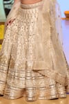 Shop_Gopi Vaid_White Tussar Embroidery V Neck Bridal Lehenga Set _Online_at_Aza_Fashions