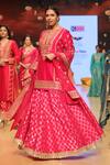 Buy_Gopi Vaid_Pink Brocade Embroidery Notched Lehenga Set _at_Aza_Fashions