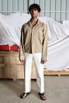 Leh Studios_Beige Canvas Linen Shirt  _Online_at_Aza_Fashions