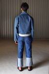 Shop_Leh Studios_Blue Handloom Cotton Denim Jacket  _at_Aza_Fashions