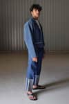 Leh Studios_Blue Handloom Cotton Denim Jacket  _Online_at_Aza_Fashions