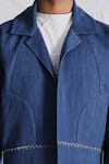 Shop_Leh Studios_Blue Handloom Cotton Denim Jacket  _Online_at_Aza_Fashions