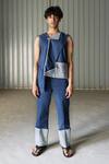 Leh Studios_Blue Canvas Denim Jacket _Online_at_Aza_Fashions