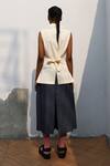 Shop_Leh Studios_Blue Cotton Twill Pleated Culottes_at_Aza_Fashions