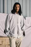 Buy_Leh Studios_White Terry Knit Mandarin Collar Jacket _at_Aza_Fashions