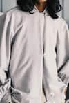 Shop_Leh Studios_White Terry Knit Mandarin Collar Jacket _Online_at_Aza_Fashions