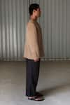 Leh Studios_Beige Handwoven Marina Wool Jacket  _Online_at_Aza_Fashions