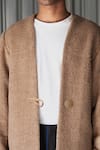 Shop_Leh Studios_Beige Handwoven Marina Wool Jacket  _Online_at_Aza_Fashions